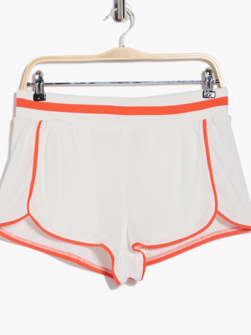 Free People White Athletic Shorts with Coral Trim Size Large Prep in Your Step